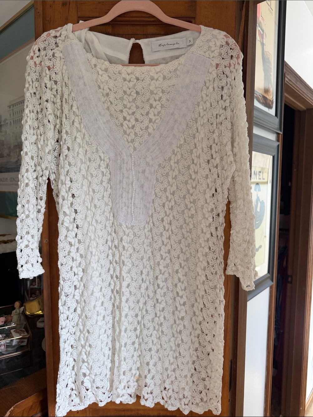 T-Bags White Crochet Knit Dress